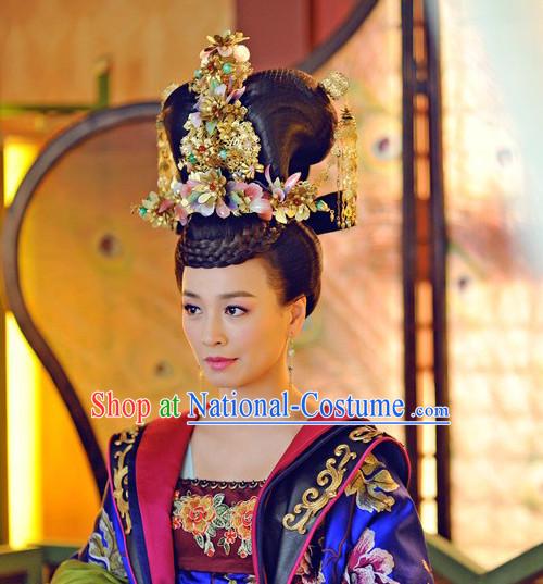 Asian Fashion Chinese Empress Kimono Costumes and Headwear Complete Set for Women