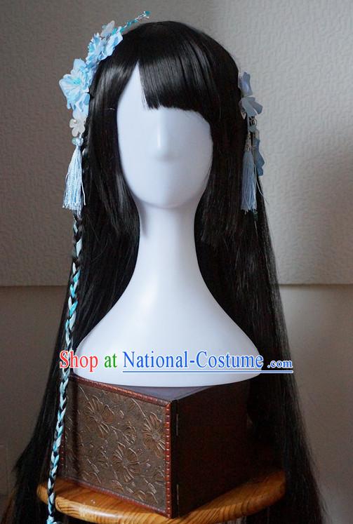 Traditional Chinese Costumes Wigs and Handmade Flower Hair Accessories Hair Jewelry