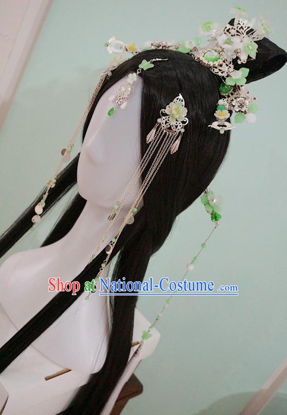 Chinese Traditional Empress Long Wigs and Hair Accessories