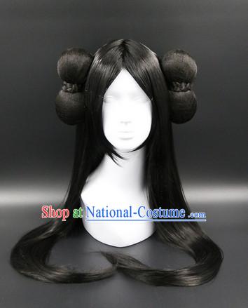 Chinese Ancient Princess Style Black Long Wigs