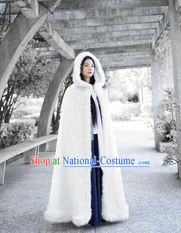 White Chinese Long Mantle Cape