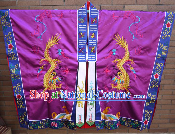 China Purple Wudang Mountain Taoist Long Robe Complete Set for Men