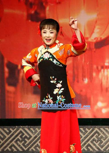 Chinese Traditional Dresses Theatrical Costumes Ancient Chinese Hanfu Housewife Costumes and Hair Accessories