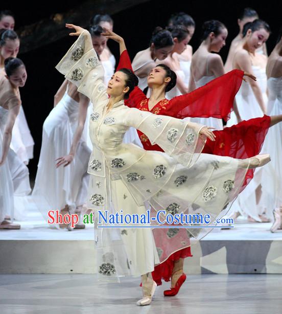 White Chinese Classicial Dancewear Complete Set for Women