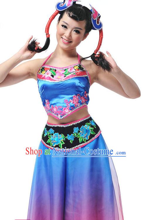 Chinese Folk Ethnic Minority Dancewear Costumes for Women