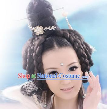 Chinese Traditional Empress Black Long Wigs