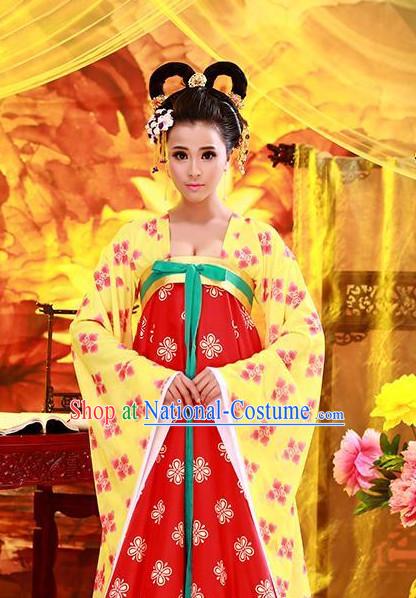 Chinese Classical Tang Dynasty Princess Clothes and Hair Accessories for Women