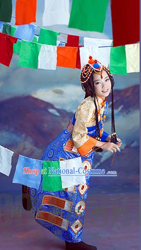 Traditional Chinese Mongolian Clothes and Hair Accessories for Kids Girls