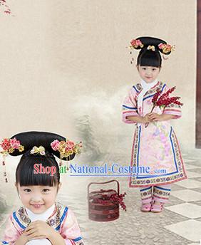 Traditional Chinese Qing Princess Clothes for Kids Girls