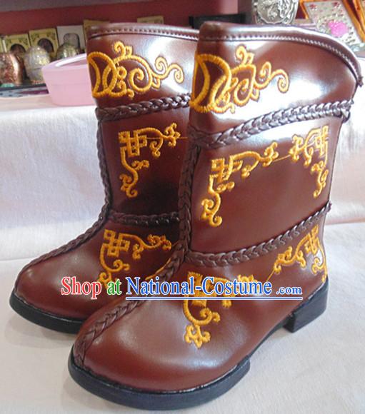 Traditional Mongolian Warm Winter Boots for Children