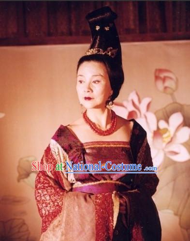 Handmade Chinese Palace Female Emperor Wu Zetian Wigs and Hair Accessories