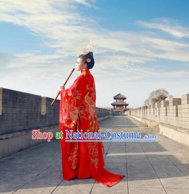 China Red Peacock Empress Queen Clothing Complete Set for Women