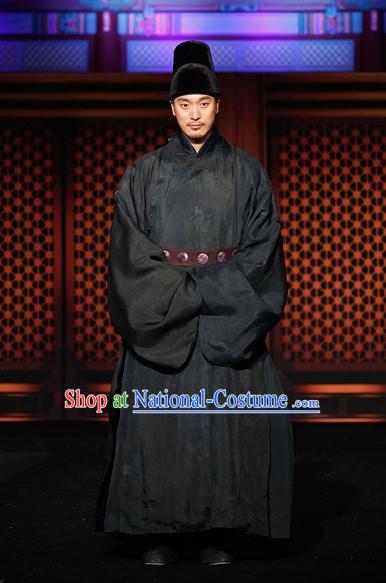 Ancient Korean Prime Minister Costume and Hat Complete Set for Men