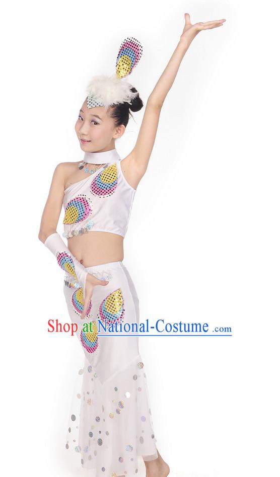 Yunnan Peacock Dance Costume and Headwear for Kids