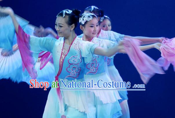 Chinese Classical Fan Dance Costume Uniforms for Women