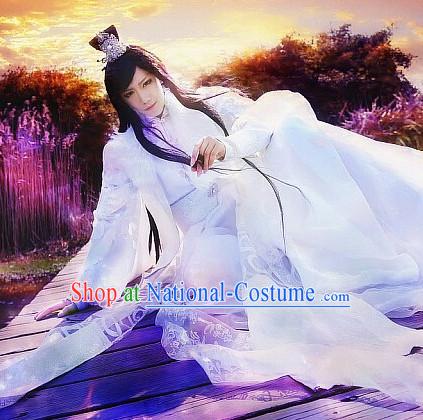 Chinese Prince Cosplay Halloween Costumes and Hair Jewelry Complete Set for Men or Women