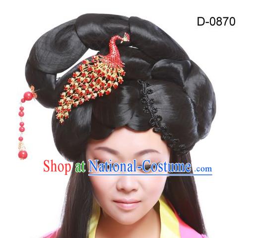 Chinese Ancient Queen Hair extensions Wigs Fascinators Toupee Hair Pieces Long Wigs and Accessories for Women