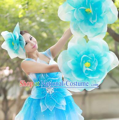 Chinese Custom Made Folk Flower Dance Costume and Headpieces Complete Set for Women