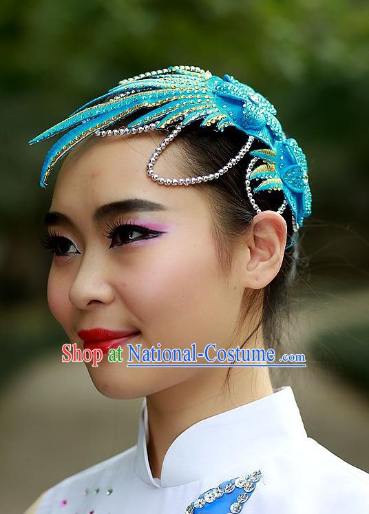 Blue Chinese Folk Dance Headpieces