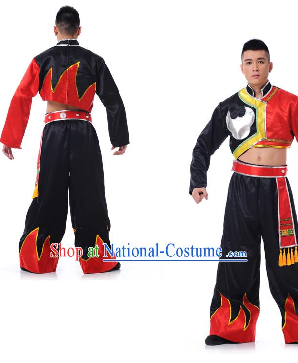 Chinese Folk Ethnic Dance Costume Complete Set for Men