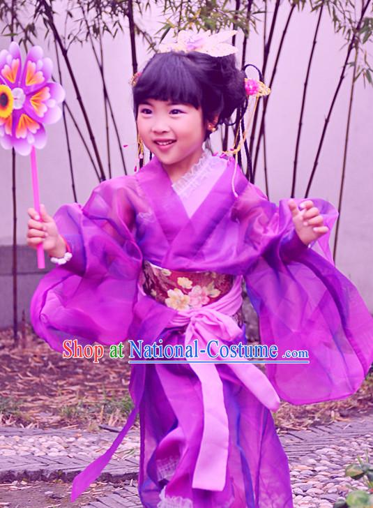 Chinese Princess Halloween Costumes for Kids Baby Hanfu Clothes Toddler Halloween Costume Kids Clothing and Hair Accessories Complete Set for Kids