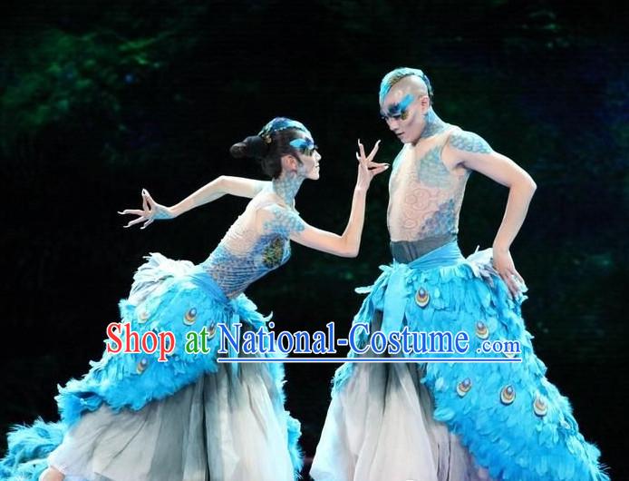 Chinese Professional Stage Performance Peacock Dancewear Dance Costume Complete Set for Women