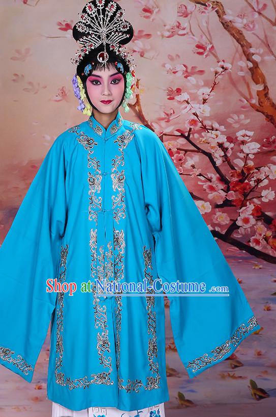 Blue Ancient Chinese Beijing Opera Costumes Peking Opera Young Women Costume for Women Girls Adults Kids