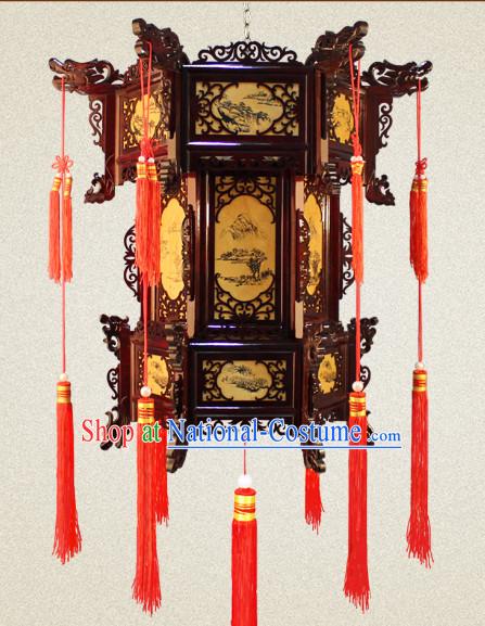 Ancient Chinese Style Handmade Natural Wood Palace Lantern