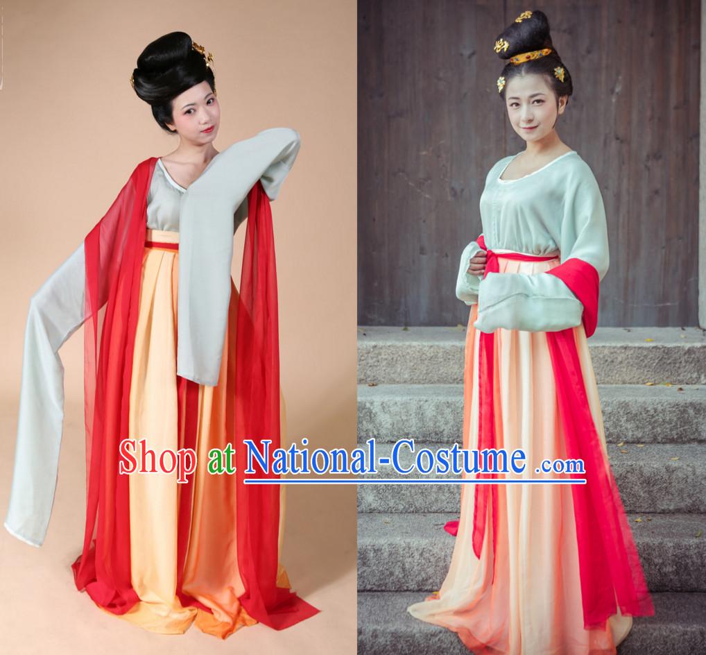 Top Chinese Tang Dynasty Clothing and Hair Jewelry Complete Set for Women