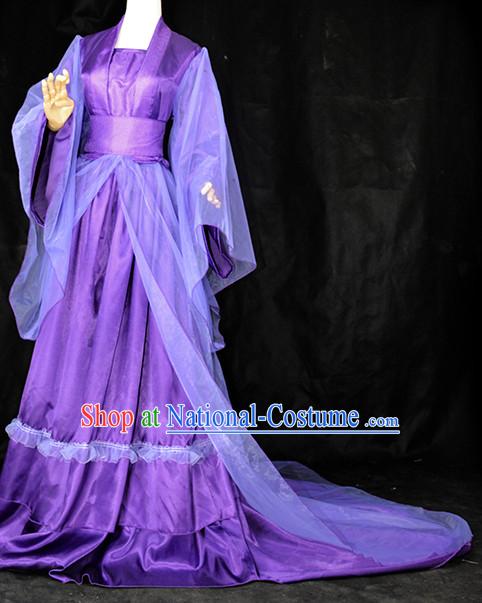 Purple Traditional Chinese Classical Fairy Costumes Complete Set for Women or Girls