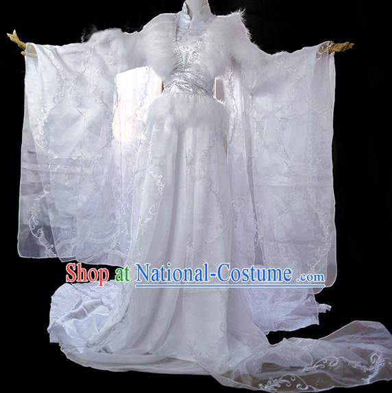 White Traditional Chinese Classical White Princess Clothing Complete Set