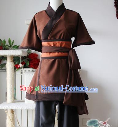 Chinese Ancient Farmer Civilian Costume Complete Set for Adults Kids Men Boys