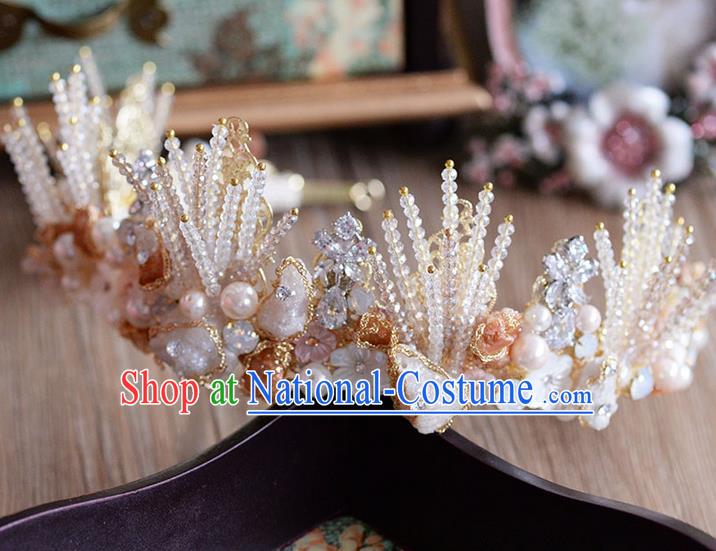 Traditional Jewelry Accessories, Palace Princess Bride Royal Crown, Imperial Royal Crown, Wedding Hair Accessories, Baroco Style Coral Zircon Headwear for Women