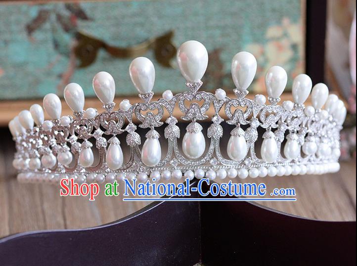 Traditional Jewelry Accessories, Palace Princess Bride Royal Crown, Imperial Royal Crown, Wedding Hair Accessories, Baroco Style Zircon Pearl Headwear for Women