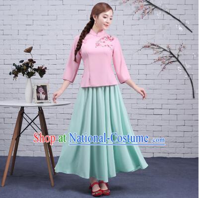 Chinese Min Guo Time Girl Dress Traditional Clothes  Female Women Clothing Stage Costumes