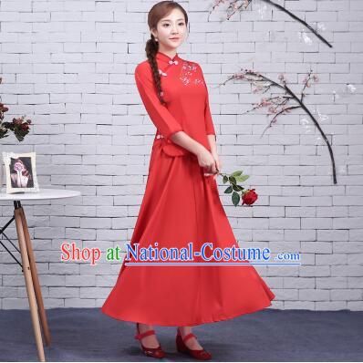 Chinese Women Dress Traditional Clothes Min Guo Time Female Women Clothing Stage Costumes Show