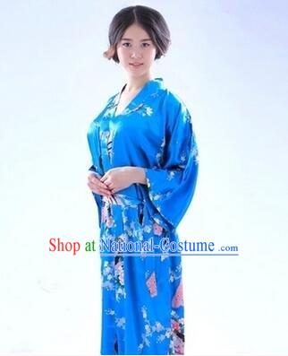 Japanese Traditional Kimono Costumes Women Dress COSPLAY Japanese Traditional Garment Wedding Dress Ceremonial Wafuku Stage Show Aristolochia ringens Light Blue