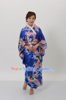 Japanese Traditional Kimono Costumes Women Dress COSPLAY Japanese Traditional Garment Wedding Dress Ceremonial Wafuku Stage Show Blue