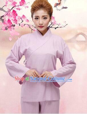 Chinese Zhong Yi triung qioi Ancient Clothes Inner Under Clothes Robe Pants Men Women Sleeping Exercise Costume Purple