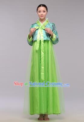 Korean Traditional Dress Women Clothes Show Costumes Korean Traditional Dress Show Stage Dancing Long Skirt Blue Top Green Skirt