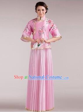 Min Guo Girl Dress Chinese Traditional Costume Stage Show Ceremonial Dress Pink