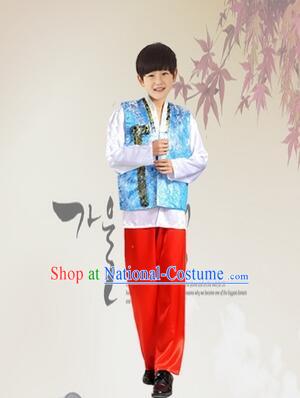 Korean Dress for Boys Teenagers Clothes Stage Costume Formal Dress Full Attire Show Blue