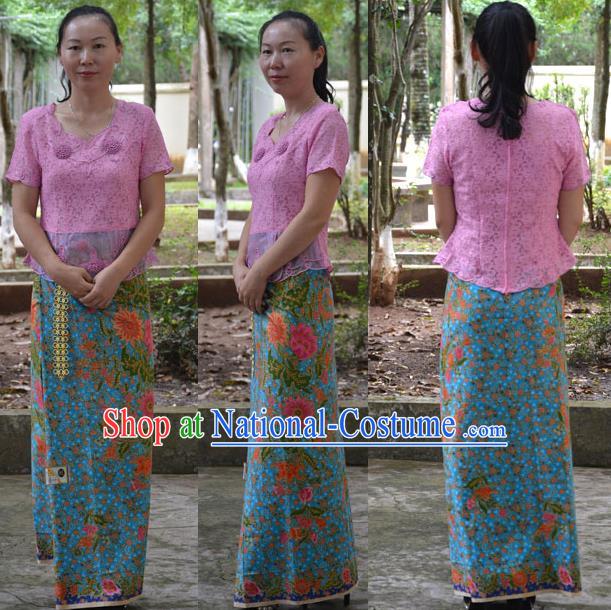 Traditional Asian Thai Palace Princess Wedding Skirt, Thai Royal Court Embroidery Dress for Women