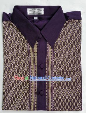 Traditional Asian Thai Palace Men Costume Skirt, Thai Royal Court Silk Dress Shirt for Men