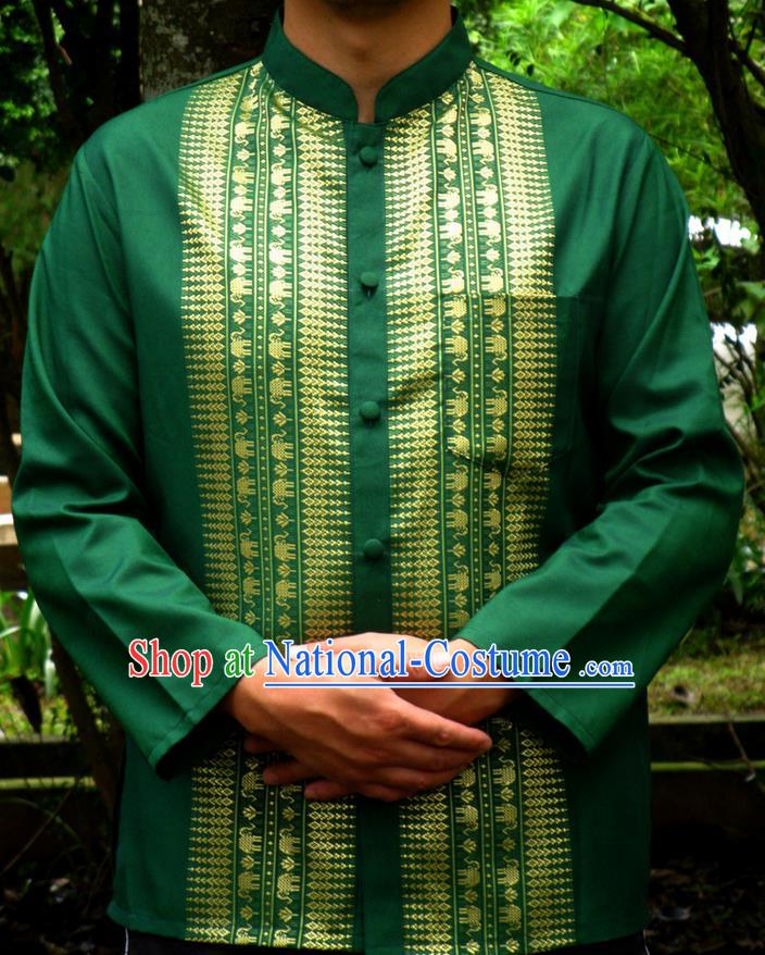 Traditional Asian Thai Palace Men Costume Skirt, Thai Royal Court Silk Dress Shirt for Men