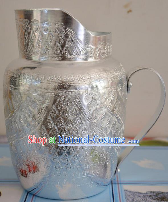 Traditional Asian Thai Palace decoration Ornaments Handicrafts, Thai Silver Kettle Hip Flask Jug