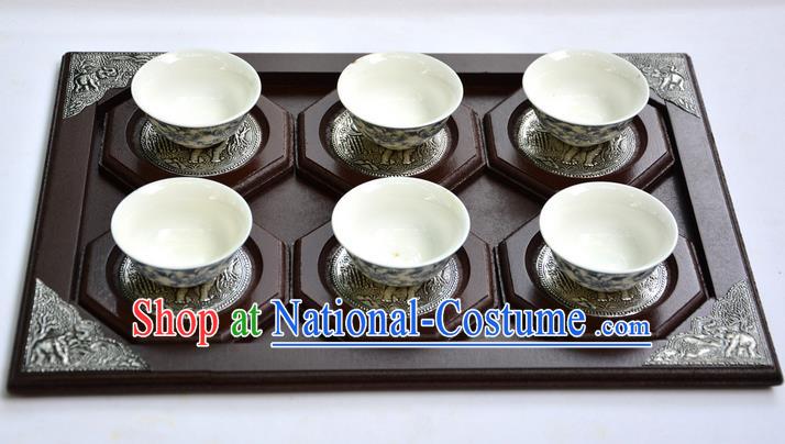 Traditional Asian Thai Palace decoration Ornaments Handicrafts, Thai Wood Tea Tray