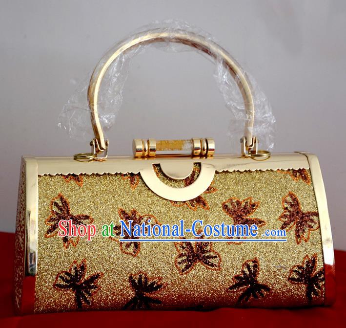 Traditional Asian Thai Jewelry Accessories Wedding Handbags, Thai Bangkok Bride Gold Handbags for Women