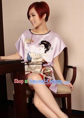 Night Gown Women Sexy Skirt Ancient China Style Chinese Traditional Beauty Pattern Night Suit Nighty Bedgown Pink