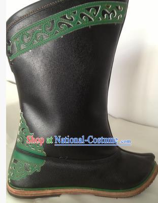 Traditional Chinese Minority Mongol Nationality Ethnic Minorities Mongolian Dance Cowhide Boots Mongolian Knee Boots Jockey Boots Tanks Boots for Men